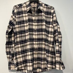 Barbour Tailored Fit 100% Cotton Button Down Blue/white Plaid Shirt, Large